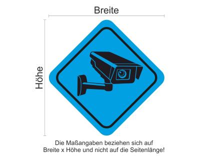 Videoberwacht Viereck Blau Aufkleber - Ansicht 3