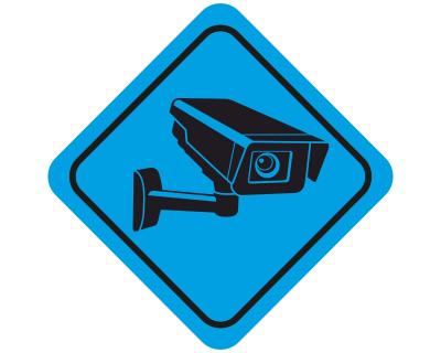 Videoberwacht Viereck Blau Aufkleber - Ansicht 1