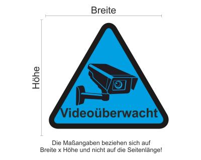 Videoberwacht Dreieck Blau Aufkleber - Ansicht 3