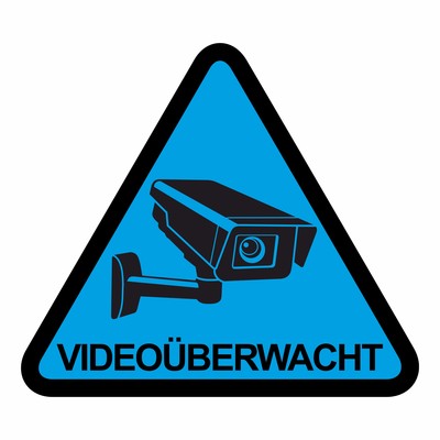 Videoberwacht Dreieck Blau Aufkleber - Ansicht 1