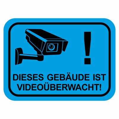 Gebude Videoberwacht Blau Aufkleber - Ansicht 1