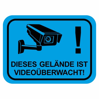 Gelnde Videoberwacht Blau Aufkleber