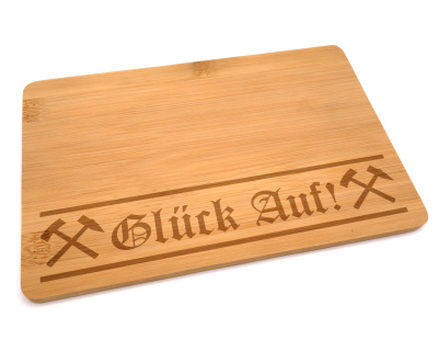 Frhstcksbrettchen mit Glck auf Schriftzug Gravur