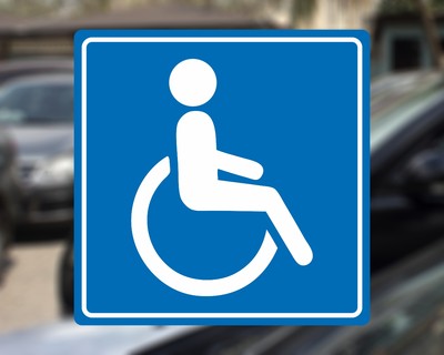 Aufkleber Behinderten Parkplatz - Schild Sticker Hinweisschild Warnschild  Vorsicht Blau