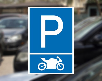 Motorrad Parkplatz Blau Aufkleber