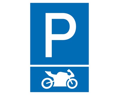Motorrad Parkplatz Blau Aufkleber - Ansicht 1