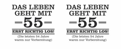 Tasse mit dem Motiv Mit 55 geht das Leben los - Ansicht 2