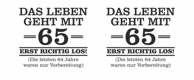 Tasse mit dem Motiv Mit 65 geht das Leben los - Ansicht 2