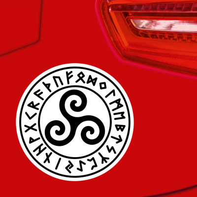 Triskele mit Runen A Aufkleber gedruckt - Ansicht 2