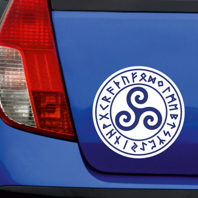 Triskele mit Runen A Aufkleber gedruckt - Ansicht 4