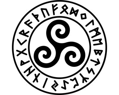 Aufkleber Triskele mit Runen A
