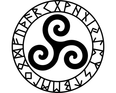 Aufkleber Triskele mit Runen C