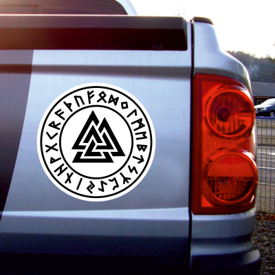Valknut mit Runen A Aufkleber gedruckt - Ansicht 2
