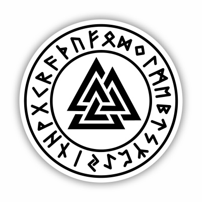 Valknut mit Runen A Aufkleber gedruckt