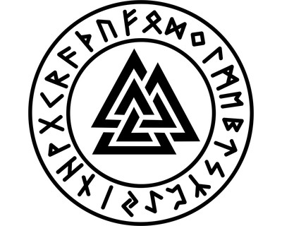 Aufkleber Valknut mit Runen A - Ansicht 1