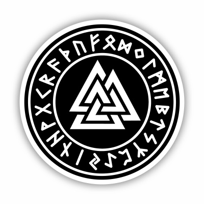Valknut mit Runen B Aufkleber gedruckt