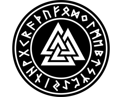 Aufkleber Valknut mit Runen B Aufkleber