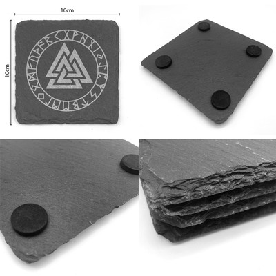 Untersetzer mit Valknut mit Runen Gravur - Ansicht 5
