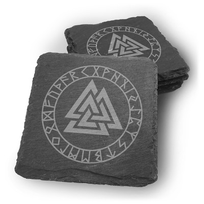 Untersetzer mit Valknut mit Runen Gravur Untersetzer