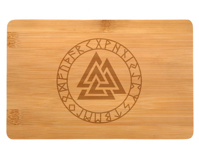 Frhstcksbrettchen mit Valknut Runen Gravur - Ansicht 2