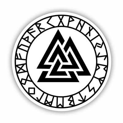 Valknut mit Runen C Aufkleber gedruckt