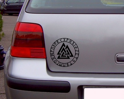 Aufkleber Valknut mit Runen C Aufkleber