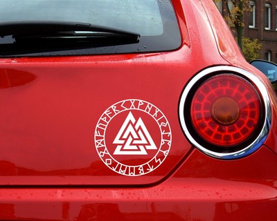 Aufkleber Valknut mit Runen C Aufkleber