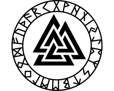 Aufkleber Valknut mit Runen C - Ansicht 1