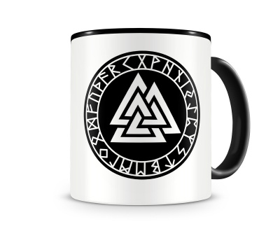 Tasse mit dem Motiv Valknut mit Runen B