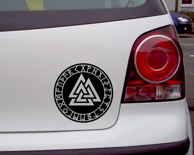 Aufkleber Valknut mit Runen D