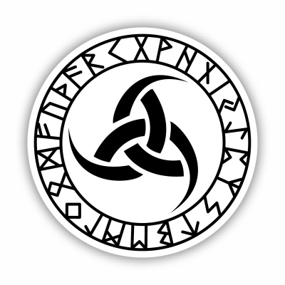 Odins Drei Hrner mit Runen C Aufkleber gedruckt