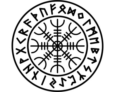 Aufkleber Aegishjalmur mit Runen A Aufkleber