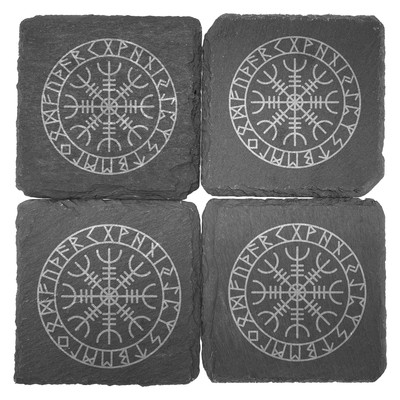 Untersetzer mit Aegishjalmur mit Runen Gravur - Ansicht 2