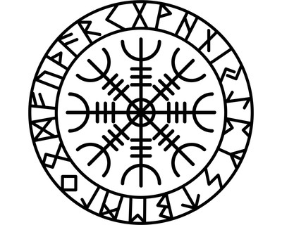 Aufkleber Aegishjalmur mit Runen C