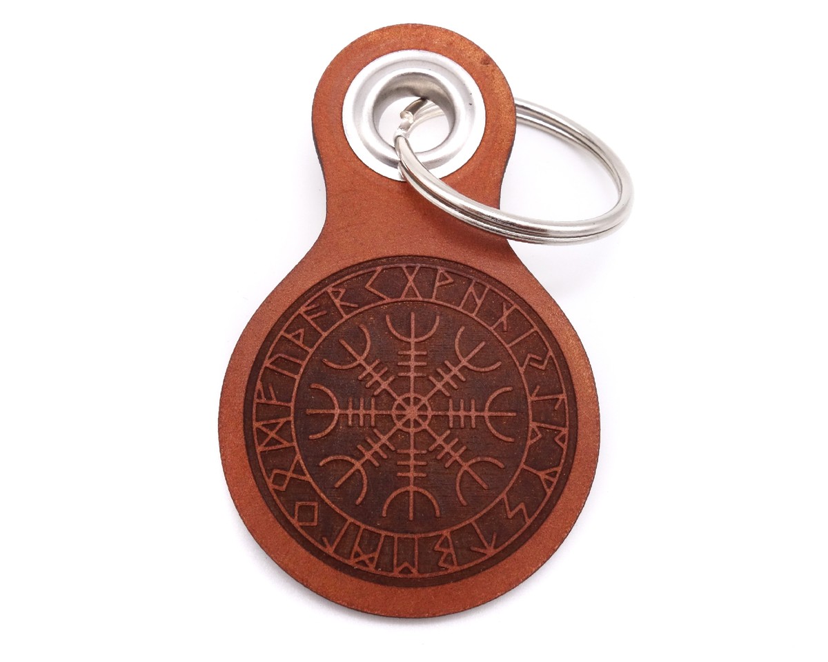 Leder Schlsselanhnger mit verschiedenen Motiven  Modellnummer 003435-084-997  cognac braun/graviert