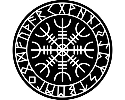 Aufkleber Aegishjalmur mit Runen D