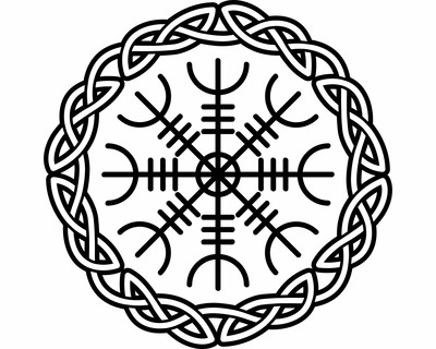 Wandtattoo Aegishjalmur mit Knoten A