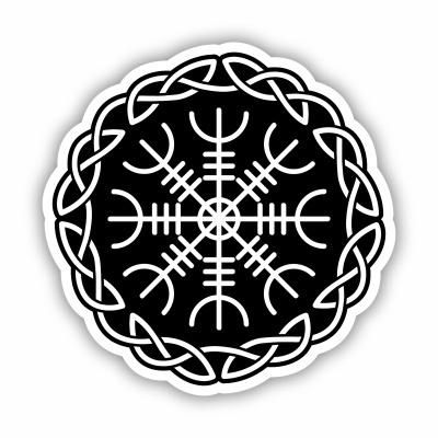 Aegishjalmur mit Knoten B Aufkleber gedruckt