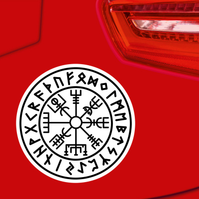 Vegvisir mit Runen A Aufkleber gedruckt - Ansicht 2