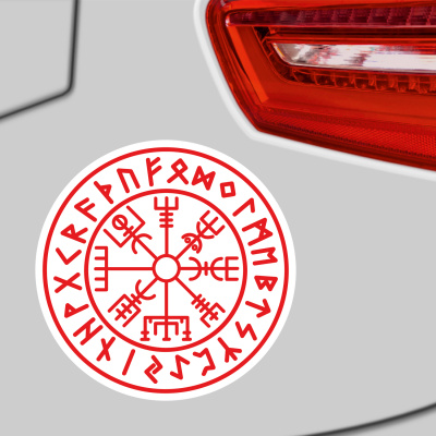 Vegvisir mit Runen A Aufkleber gedruckt - Ansicht 3