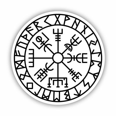 Vegvisir mit Runen C Aufkleber gedruckt