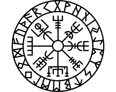 Aufkleber Vegvisir mit Runen C