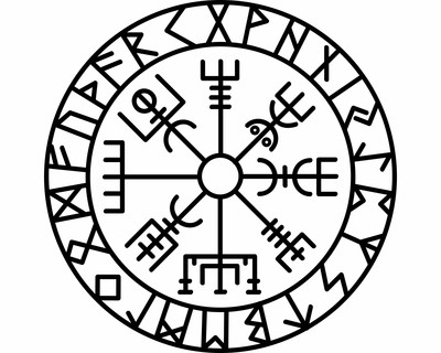 Wandtattoo Vegvisir mit Runen C