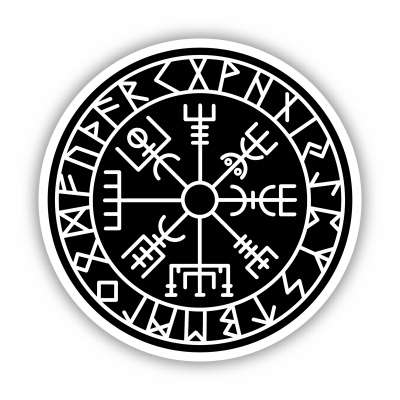 Vegvisir mit Runen D Aufkleber gedruckt