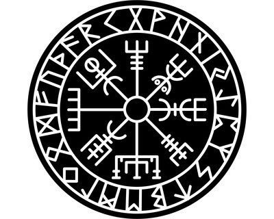 Aufkleber Vegvisir mit Runen D Aufkleber