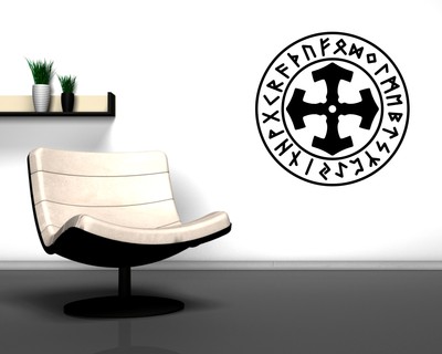 Wandtattoo Mjlnir im Kreis mit Runen A - Ansicht 2