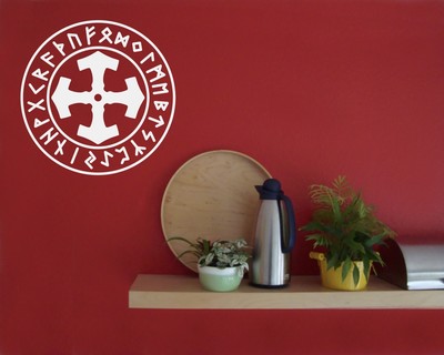 Wandtattoo Mjlnir im Kreis mit Runen A - Ansicht 3