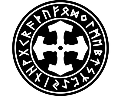 Aufkleber Mjölnir im Kreis mit Runen B