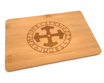 Frhstcksbrettchen mit Mjlnir Kreis Runen Gravur