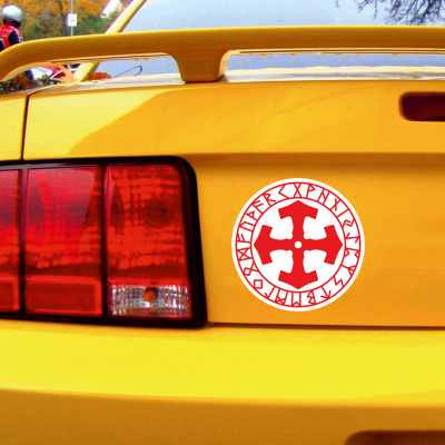 Mjlnir im Kreis mit Runen C Aufkleber gedruckt - Ansicht 3